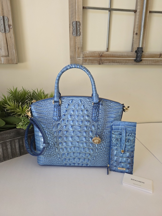 Brahmin Handbags - Brahmin Duxbury Electric Blue Ombre Melbourne Satchel Crossbody + Wallet